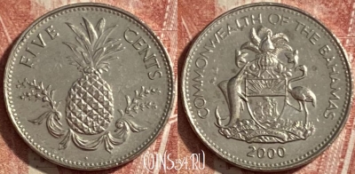 Багамские Острова 5 центов 2000 г., KM# 60, 484р-082 ♛