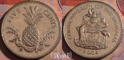 Багамские Острова 5 центов 2004 года, KM# 60, 140b-110