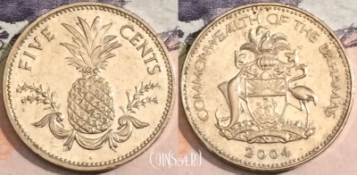 Багамские Острова 5 центов 2004 года, KM# 60, 166-097