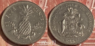 Багамские Острова 5 центов 2004 года, KM# 60, 333r-036