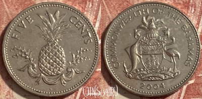 Багамские Острова 5 центов 2004 года, KM# 60, 484р-032 ♛