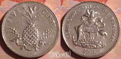 Багамские Острова 5 центов 2005 года, KM# 60, 043i-006