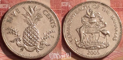 Багамские Острова 5 центов 2005 года, KM# 60, 328k-084