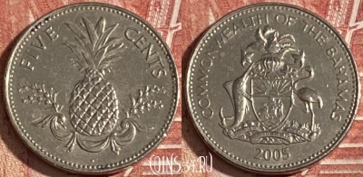 Багамские Острова 5 центов 2005 года, KM# 60, 339r-005