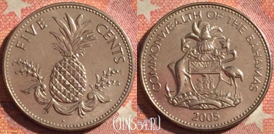 Багамские Острова 5 центов 2005 года, KM# 60, 376-104