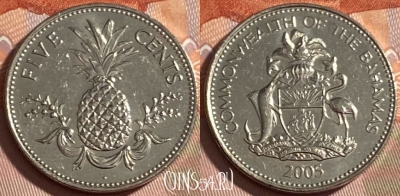 Багамские Острова 5 центов 2005 г., KM# 60, 489р-083