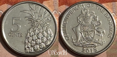 Багамские Острова 5 центов 2015 года, KM# 221, 143s-071
