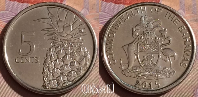 Багамские Острова 5 центов 2015 года, KM# 221, 332-039