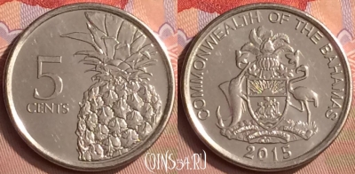 Багамские Острова 5 центов 2015 года, KM# 221, 411-037