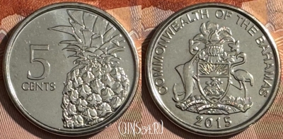 Багамские Острова 5 центов 2015 года, KM# 221, s512s-124