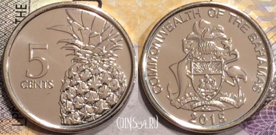 Багамы 5 центов 2015 года, UNC, 155-019