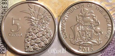 Багамы 5 центов 2015 года, UNC, 155-024