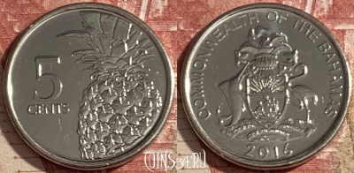 Багамские Острова 5 центов 2016 года, KM# 221, 474r-037
