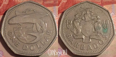 Барбадос 1 доллар 1988 года, KM# 14.2, 144b-041