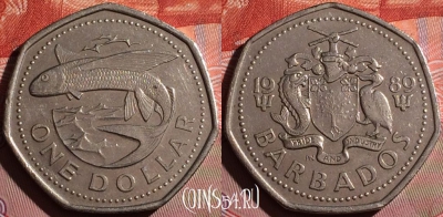 Барбадос 1 доллар 1989 года, KM# 14.2, 167f-140