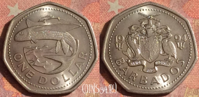 Барбадос 1 доллар 1994 года, KM# 14.2, 184i-106