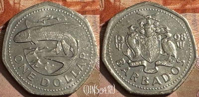 Барбадос 1 доллар 1998 года, KM# 14.2, s090t-137