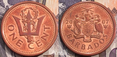 Барбадос 1 цент 2007 года, KM# 10a, 114-078
