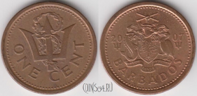 Барбадос 1 цент 2007 года, KM 10a, 121-124