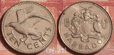 Барбадос 10 центов 1987 года, KM# 12, 332k-065