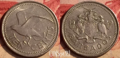 Барбадос 10 центов 1989 года, KM# 12, 404-110