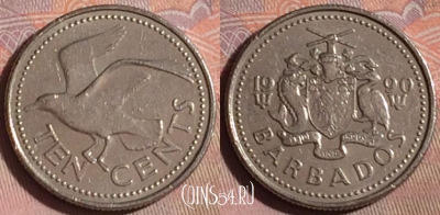 Барбадос 10 центов 1990 года, KM# 12, 236b-002