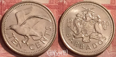 Барбадос 10 центов 1990 года, KM# 12, 274l-069