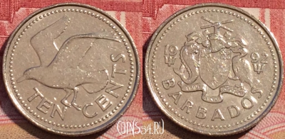 Барбадос 10 центов 1992 года, KM# 12, 067c-099