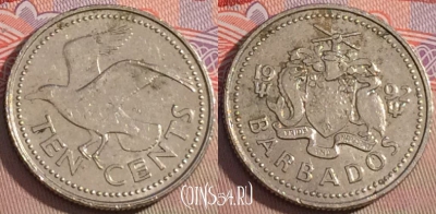 Барбадос 10 центов 1992 года, KM# 12, 217a-110
