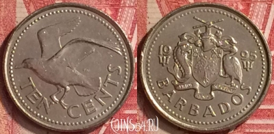 Барбадос 10 центов 1995 года, KM# 12, 205m-079