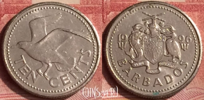 Барбадос 10 центов 1996 года, KM# 12, 121m-073