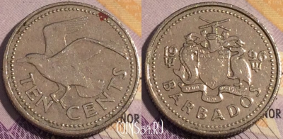 Барбадос 10 центов 1996 года, KM# 12, 186a-084