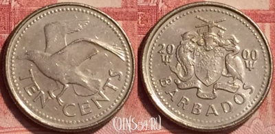 Барбадос 10 центов 2000 года, KM# 12, 379l-034