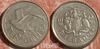 Барбадос 10 центов 2000 года, KM# 12, 485р-080