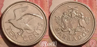 Барбадос 10 центов 2005 года, KM# 12, 283k-005