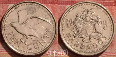 Барбадос 10 центов 2005 года, KM# 12, 291k-084