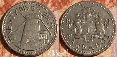 Барбадос 25 центов 1973 года, KM# 13, 284r-039