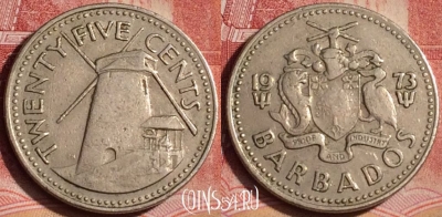 Барбадос 25 центов 1973 года, KM# 13, 393-079