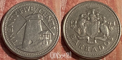 Барбадос 25 центов 1994 года, KM# 13, 201q-005