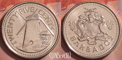 Барбадос 25 центов 2008 года, KM# 13a, 276k-044