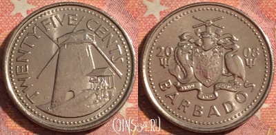 Барбадос 25 центов 2008 года, KM# 13a, 376-099