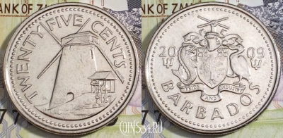 Барбадос 25 центов 2009 года, KM 13а, 112-131