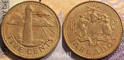 Барбадос 5 центов 1982 года, KM# 11, 151-009