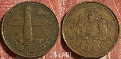 Барбадос 5 центов 1986 года, KM# 11, 475r-069