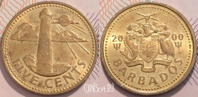 Барбадос 5 центов 2000 года, KM 11, 119-099