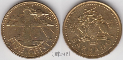 Барбадос 5 центов 2004 года, KM# 11, 134-059