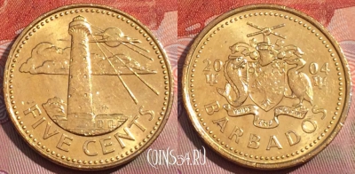 Барбадос 5 центов 2004 года, KM# 11, 261a-044