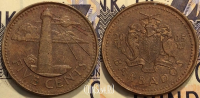 Барбадос 5 центов 2005 года, KM 11, 116-069