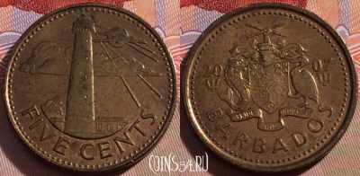 Барбадос 5 центов 2007 года, KM# 11a, 094c-109