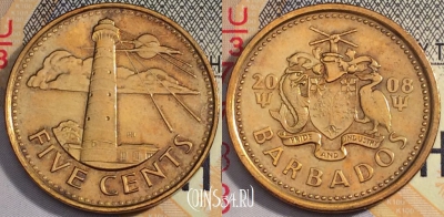 Барбадос 5 центов 2008 года, KM# 11a, 112-125